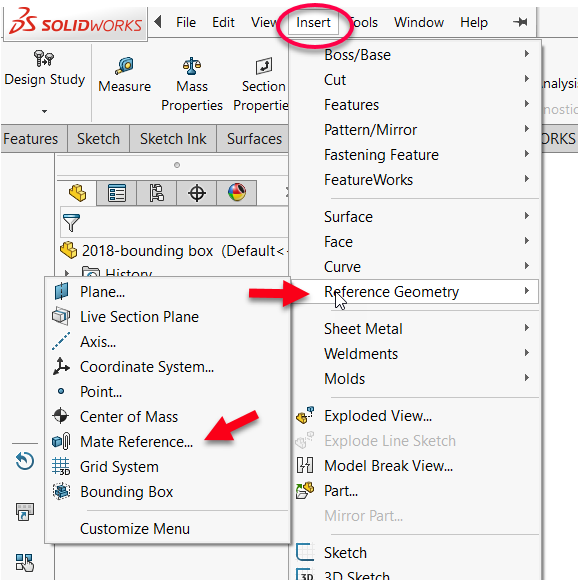 SOLIDWORKS菜单边界框位置 SOLIDWORKS菜单边界框位置