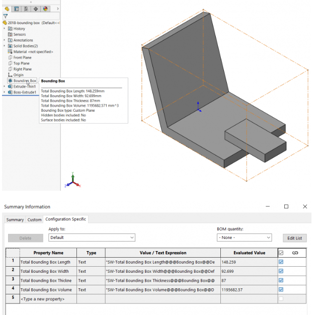 SolidWorks边界框自定义属性 SolidWorks边界框自定义属性